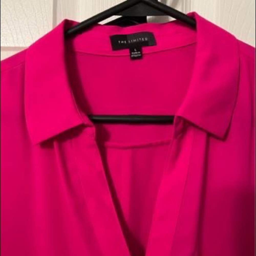 Sleeveless collar magenta blouse. XL